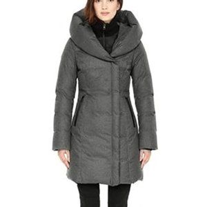 Soia Kyo ASH CAMELIA slim fit brushed down coat with leather trims-Dark Gray